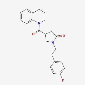 molecular formula C22H23FN2O2 B11161103 4-(3,4-dihydroquinolin-1(2H)-ylcarbonyl)-1-[2-(4-fluorophenyl)ethyl]pyrrolidin-2-one 