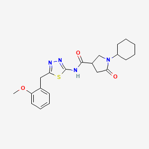 1-cyclohexyl-N-[5-(2-methoxybenzyl)-1,3,4-thiadiazol-2-yl]-5-oxopyrrolidine-3-carboxamide