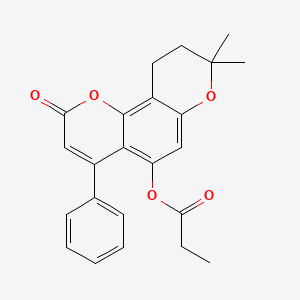 8,8-dimethyl-2-oxo-4-phenyl-9,10-dihydro-2H,8H-pyrano[2,3-f]chromen-5-yl propanoate