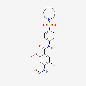 molecular formula C22H26ClN3O5S B11161222 4-(acetylamino)-N-[4-(azepan-1-ylsulfonyl)phenyl]-5-chloro-2-methoxybenzamide 