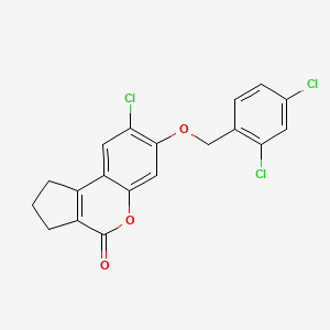 molecular formula C19H13Cl3O3 B11161227 8-chloro-7-[(2,4-dichlorobenzyl)oxy]-2,3-dihydrocyclopenta[c]chromen-4(1H)-one 