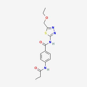 molecular formula C15H18N4O3S B11161244 N-[5-(ethoxymethyl)-1,3,4-thiadiazol-2-yl]-4-(propanoylamino)benzamide 