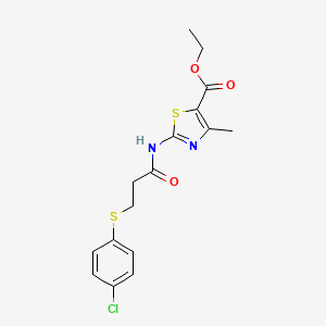 molecular formula C16H17ClN2O3S2 B11161248 Ethyl 2-({3-[(4-chlorophenyl)sulfanyl]propanoyl}amino)-4-methyl-1,3-thiazole-5-carboxylate 