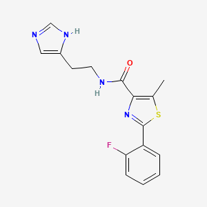 molecular formula C16H15FN4OS B11161251 2-(2-fluorophenyl)-N-[2-(1H-imidazol-5-yl)ethyl]-5-methyl-1,3-thiazole-4-carboxamide 