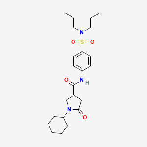 molecular formula C23H35N3O4S B11161258 1-cyclohexyl-N-[4-(dipropylsulfamoyl)phenyl]-5-oxopyrrolidine-3-carboxamide 