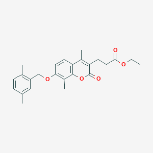 molecular formula C25H28O5 B11161263 ethyl 3-{7-[(2,5-dimethylbenzyl)oxy]-4,8-dimethyl-2-oxo-2H-chromen-3-yl}propanoate 