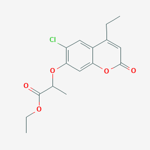 molecular formula C16H17ClO5 B11161297 ethyl 2-[(6-chloro-4-ethyl-2-oxo-2H-chromen-7-yl)oxy]propanoate 