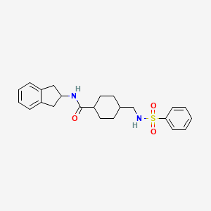 molecular formula C23H28N2O3S B11161299 trans-N-(2,3-dihydro-1H-inden-2-yl)-4-{[(phenylsulfonyl)amino]methyl}cyclohexanecarboxamide 