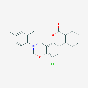 molecular formula C23H22ClNO3 B11161300 12-chloro-3-(2,4-dimethylphenyl)-3,4,7,8,9,10-hexahydro-2H,6H-benzo[3,4]chromeno[8,7-e][1,3]oxazin-6-one 