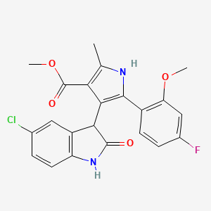 molecular formula C22H18ClFN2O4 B11161305 methyl 4-(5-chloro-2-oxo-2,3-dihydro-1H-indol-3-yl)-5-(4-fluoro-2-methoxyphenyl)-2-methyl-1H-pyrrole-3-carboxylate 