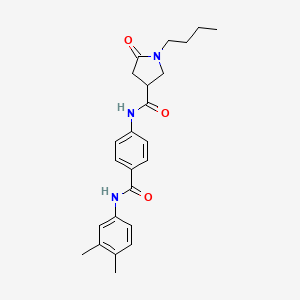 molecular formula C24H29N3O3 B11161310 1-butyl-N-{4-[(3,4-dimethylphenyl)carbamoyl]phenyl}-5-oxopyrrolidine-3-carboxamide 