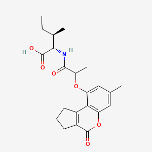 molecular formula C22H27NO6 B11161314 N-{2-[(7-methyl-4-oxo-1,2,3,4-tetrahydrocyclopenta[c]chromen-9-yl)oxy]propanoyl}-L-isoleucine 