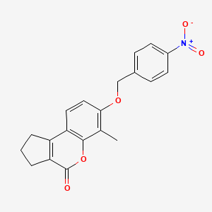 molecular formula C20H17NO5 B11161315 6-Methyl-7-((4-nitrobenzyl)oxy)-2,3-dihydrocyclopenta(C)chromen-4(1H)-one 