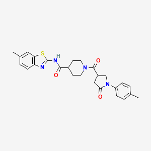 molecular formula C26H28N4O3S B11161324 N-(6-methyl-1,3-benzothiazol-2-yl)-1-[1-(4-methylphenyl)-5-oxopyrrolidine-3-carbonyl]piperidine-4-carboxamide 