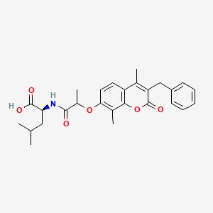 molecular formula C27H31NO6 B11161326 N-{2-[(3-benzyl-4,8-dimethyl-2-oxo-2H-chromen-7-yl)oxy]propanoyl}-L-leucine 