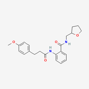 molecular formula C22H26N2O4 B11161331 2-{[3-(4-methoxyphenyl)propanoyl]amino}-N-(tetrahydrofuran-2-ylmethyl)benzamide 