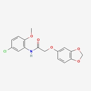 molecular formula C16H14ClNO5 B11161340 2-(1,3-benzodioxol-5-yloxy)-N-(5-chloro-2-methoxyphenyl)acetamide 