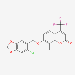 molecular formula C19H12ClF3O5 B11161378 7-[(6-chloro-1,3-benzodioxol-5-yl)methoxy]-8-methyl-4-(trifluoromethyl)-2H-chromen-2-one 