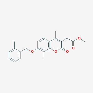 molecular formula C22H22O5 B11161412 methyl {4,8-dimethyl-7-[(2-methylbenzyl)oxy]-2-oxo-2H-chromen-3-yl}acetate 