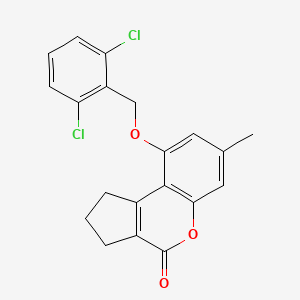 molecular formula C20H16Cl2O3 B11161420 9-[(2,6-dichlorobenzyl)oxy]-7-methyl-2,3-dihydrocyclopenta[c]chromen-4(1H)-one 