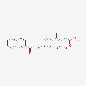 molecular formula C26H22O6 B11161424 methyl {4,8-dimethyl-7-[2-(naphthalen-2-yl)-2-oxoethoxy]-2-oxo-2H-chromen-3-yl}acetate 