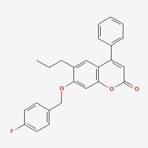 molecular formula C25H21FO3 B11161427 7-[(4-fluorobenzyl)oxy]-4-phenyl-6-propyl-2H-chromen-2-one 