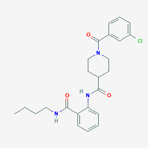 molecular formula C24H28ClN3O3 B11161457 N-[2-(butylcarbamoyl)phenyl]-1-[(3-chlorophenyl)carbonyl]piperidine-4-carboxamide 