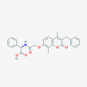 molecular formula C28H25NO6 B11161511 (2S)-({[(3-benzyl-4,8-dimethyl-2-oxo-2H-chromen-7-yl)oxy]acetyl}amino)(phenyl)ethanoic acid 