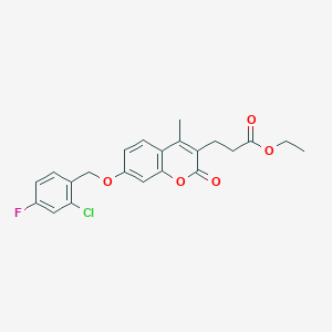 molecular formula C22H20ClFO5 B11161513 ethyl 3-{7-[(2-chloro-4-fluorobenzyl)oxy]-4-methyl-2-oxo-2H-chromen-3-yl}propanoate 