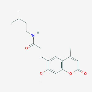 molecular formula C19H25NO4 B11161518 3-(7-methoxy-4-methyl-2-oxo-2H-chromen-6-yl)-N-(3-methylbutyl)propanamide 