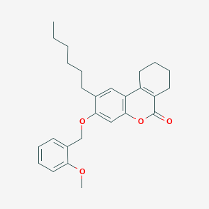 molecular formula C27H32O4 B11161554 2-hexyl-3-[(2-methoxybenzyl)oxy]-7,8,9,10-tetrahydro-6H-benzo[c]chromen-6-one 