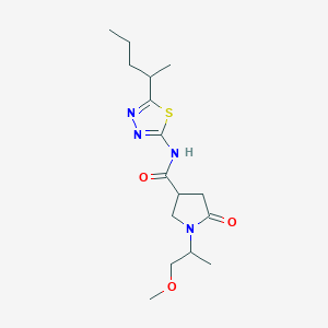 molecular formula C16H26N4O3S B11161571 1-(1-methoxypropan-2-yl)-5-oxo-N-[5-(pentan-2-yl)-1,3,4-thiadiazol-2-yl]pyrrolidine-3-carboxamide 