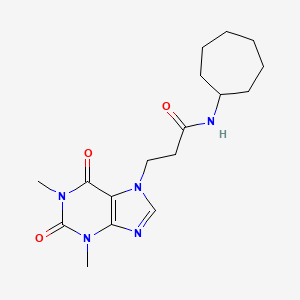 molecular formula C17H25N5O3 B11161585 N-cycloheptyl-3-(1,3-dimethyl-2,6-dioxo-1,2,3,6-tetrahydro-7H-purin-7-yl)propanamide 