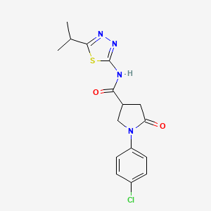 molecular formula C16H17ClN4O2S B11161586 1-(4-chlorophenyl)-5-oxo-N-[5-(propan-2-yl)-1,3,4-thiadiazol-2-yl]pyrrolidine-3-carboxamide 