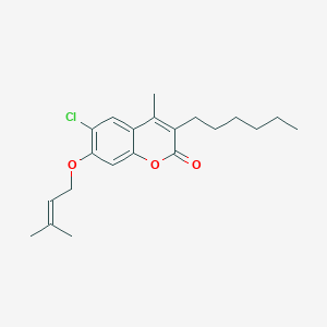 6-chloro-3-hexyl-4-methyl-7-[(3-methylbut-2-en-1-yl)oxy]-2H-chromen-2-one