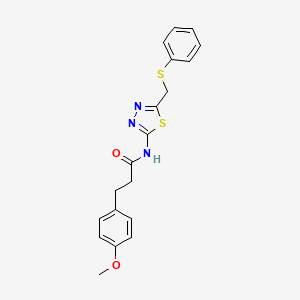 molecular formula C19H19N3O2S2 B11161621 3-(4-methoxyphenyl)-N-{5-[(phenylsulfanyl)methyl]-1,3,4-thiadiazol-2-yl}propanamide 