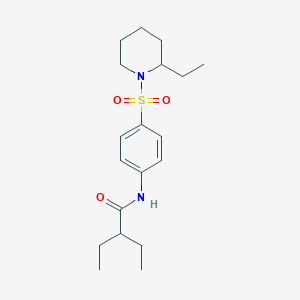 molecular formula C19H30N2O3S B11161623 2-ethyl-N-{4-[(2-ethylpiperidin-1-yl)sulfonyl]phenyl}butanamide 