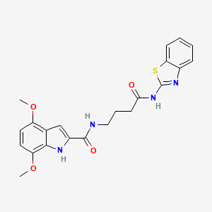 molecular formula C22H22N4O4S B11161629 N~2~-[4-(1,3-benzothiazol-2-ylamino)-4-oxobutyl]-4,7-dimethoxy-1H-indole-2-carboxamide 