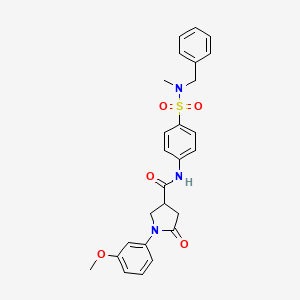 molecular formula C26H27N3O5S B11161634 N-{4-[benzyl(methyl)sulfamoyl]phenyl}-1-(3-methoxyphenyl)-5-oxopyrrolidine-3-carboxamide 