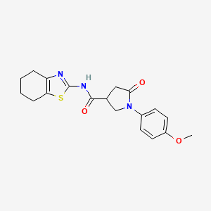 molecular formula C19H21N3O3S B11161635 1-(4-methoxyphenyl)-5-oxo-N-(4,5,6,7-tetrahydro-1,3-benzothiazol-2-yl)pyrrolidine-3-carboxamide 