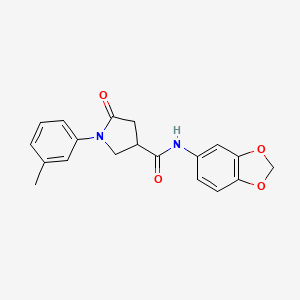 molecular formula C19H18N2O4 B11161640 N-(1,3-benzodioxol-5-yl)-1-(3-methylphenyl)-5-oxopyrrolidine-3-carboxamide 