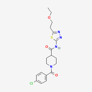 molecular formula C19H23ClN4O3S B11161664 1-(4-chlorobenzoyl)-N-[5-(2-ethoxyethyl)-1,3,4-thiadiazol-2-yl]piperidine-4-carboxamide 