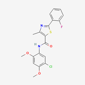 molecular formula C19H16ClFN2O3S B11161737 N-(5-chloro-2,4-dimethoxyphenyl)-2-(2-fluorophenyl)-4-methyl-1,3-thiazole-5-carboxamide 