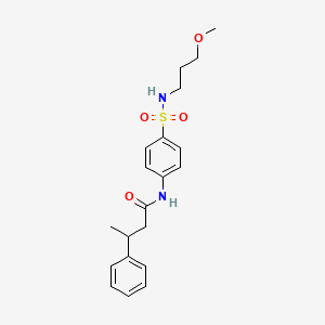 molecular formula C20H26N2O4S B11161754 N-{4-[(3-methoxypropyl)sulfamoyl]phenyl}-3-phenylbutanamide 