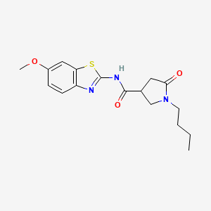 molecular formula C17H21N3O3S B11161820 1-butyl-N-(6-methoxy-1,3-benzothiazol-2-yl)-5-oxopyrrolidine-3-carboxamide 