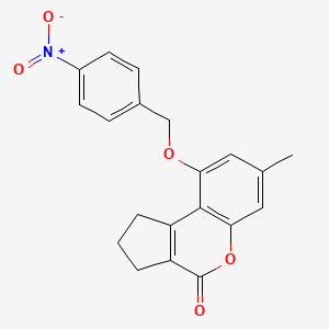 molecular formula C20H17NO5 B11161850 7-methyl-9-[(4-nitrobenzyl)oxy]-2,3-dihydrocyclopenta[c]chromen-4(1H)-one 