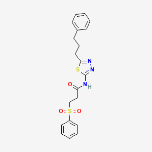 molecular formula C20H21N3O3S2 B11161878 N-[5-(3-phenylpropyl)-1,3,4-thiadiazol-2-yl]-3-(phenylsulfonyl)propanamide 