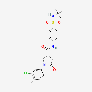 molecular formula C22H26ClN3O4S B11161909 N-[4-(tert-butylsulfamoyl)phenyl]-1-(3-chloro-4-methylphenyl)-5-oxopyrrolidine-3-carboxamide 