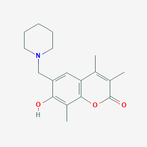 molecular formula C18H23NO3 B11161969 7-hydroxy-3,4,8-trimethyl-6-(piperidin-1-ylmethyl)-2H-chromen-2-one 