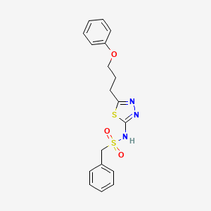 molecular formula C18H19N3O3S2 B11162006 N-[5-(3-phenoxypropyl)-1,3,4-thiadiazol-2-yl]-1-phenylmethanesulfonamide 